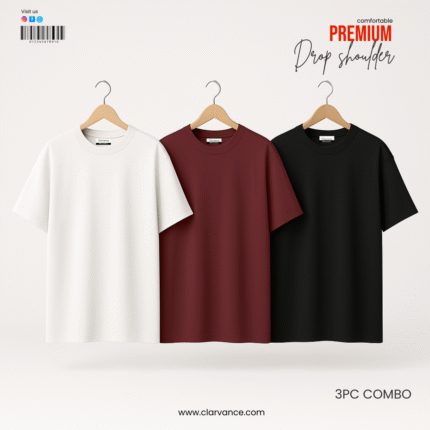 Premium Drop Shoulder - Maroon, Black, White